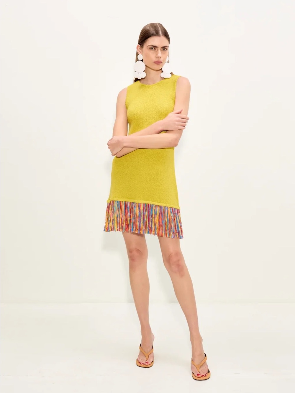 NWT Simon Miller Etta fringe-trim knitted mini dress sz medium